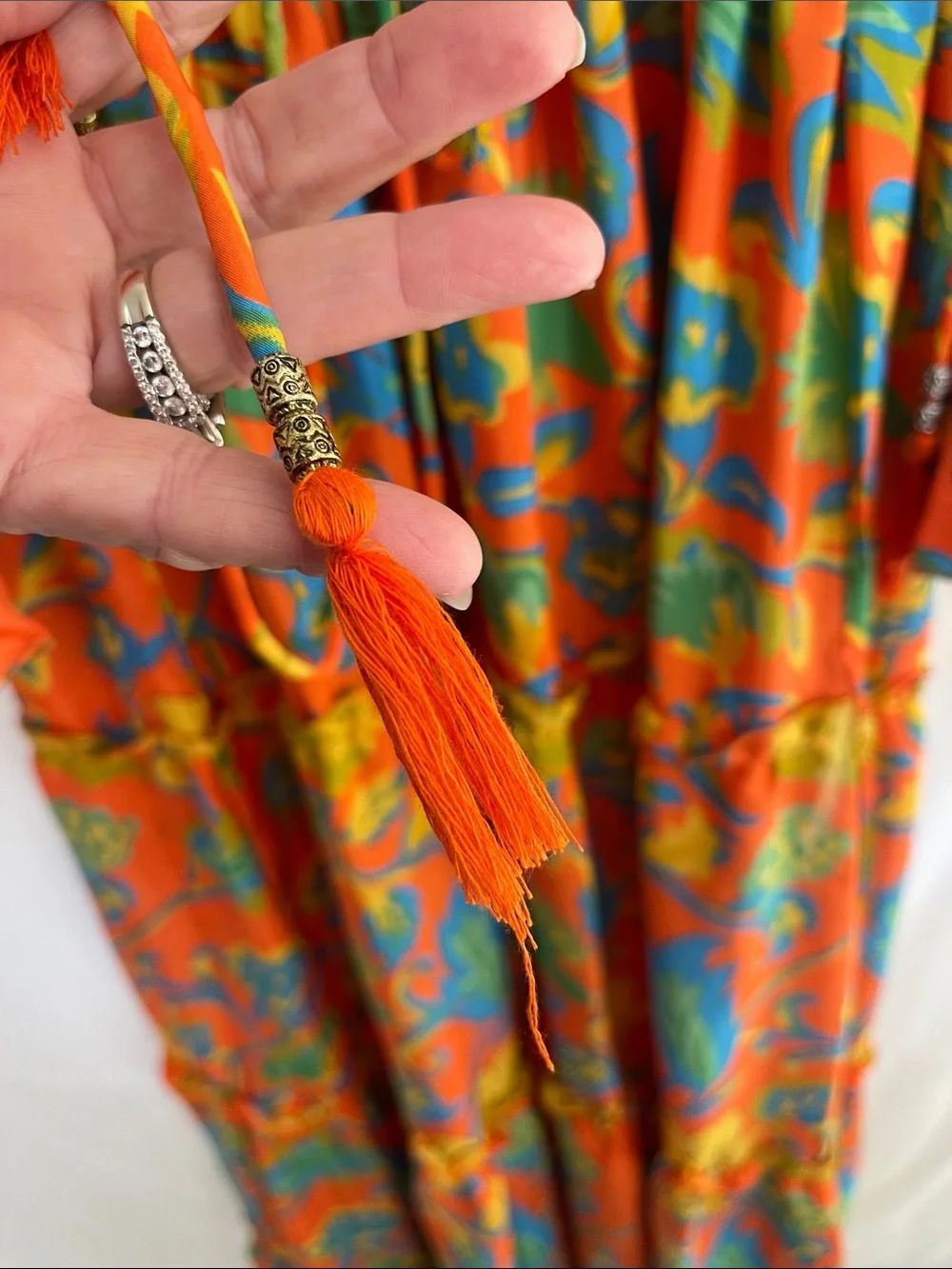 Me 2 Magic Anthropology Vibrant Orange Floral Tiered Maxi Dress - Size M